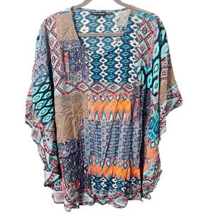 Tolani Blouse Women's XLP Petite Geometric Printed Caftan Tunic Bohemian Artsy